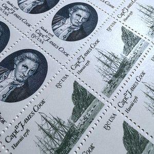 Capt'n James Cook 1978 Postage Stamp Sheet, Unused Vintage USA #1732